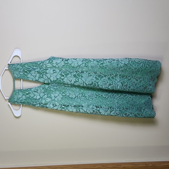 NWT Sea Green Lace Sam Edelman V Neck Shift Dress - Picture 6 of 8